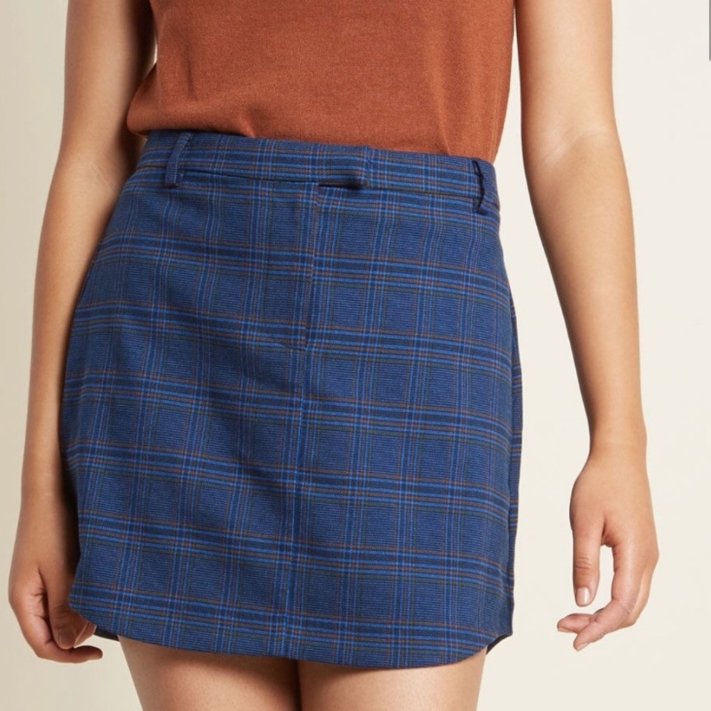 Modcloth BB Dakota Mini Plaid Skirt 90s Style NEW